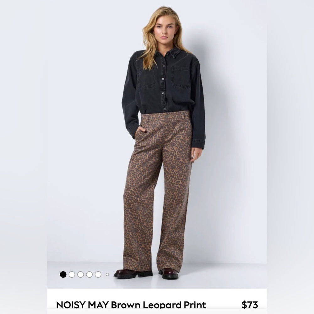 Noisy May Leopard Print Wide Leg Pants
